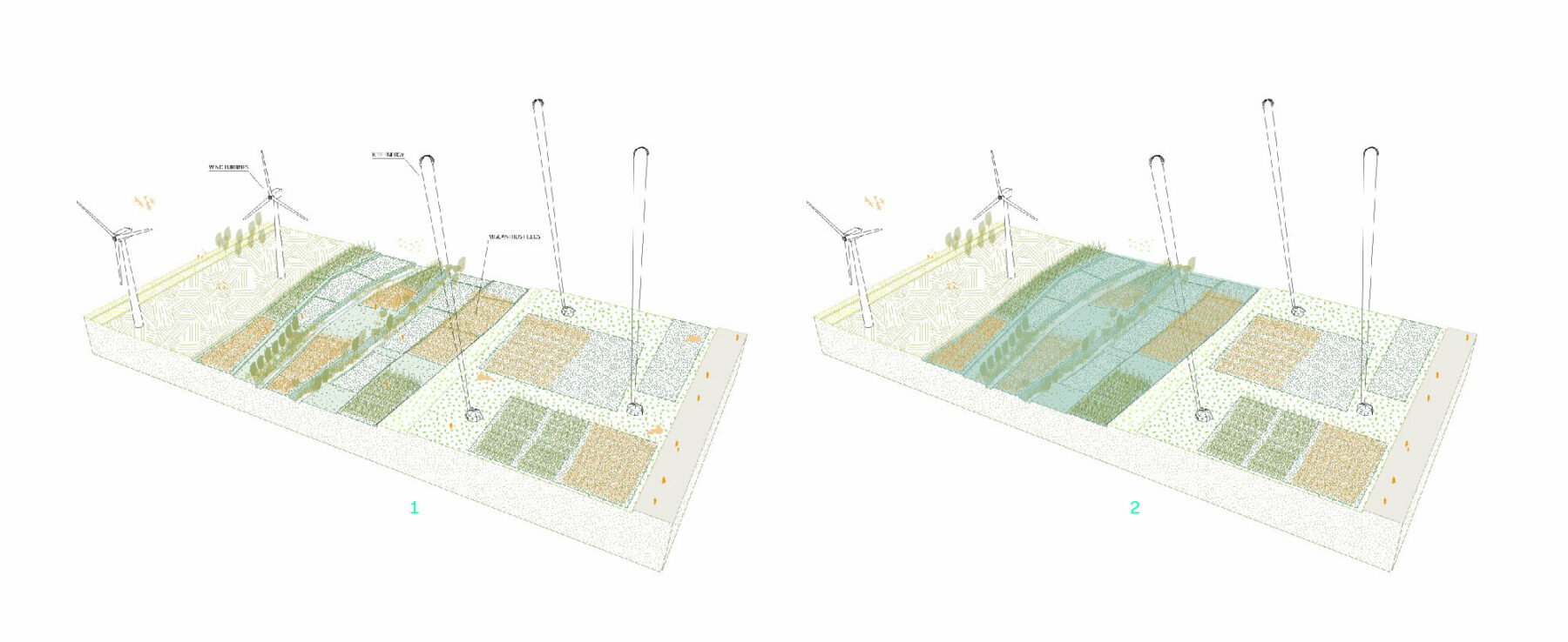 Axonometric Projection Kite Power Renewable Energy Park
