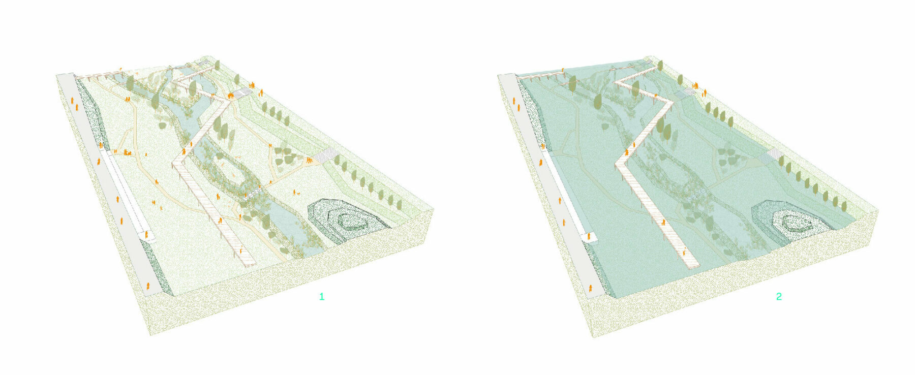 Axonometric Projection City Park