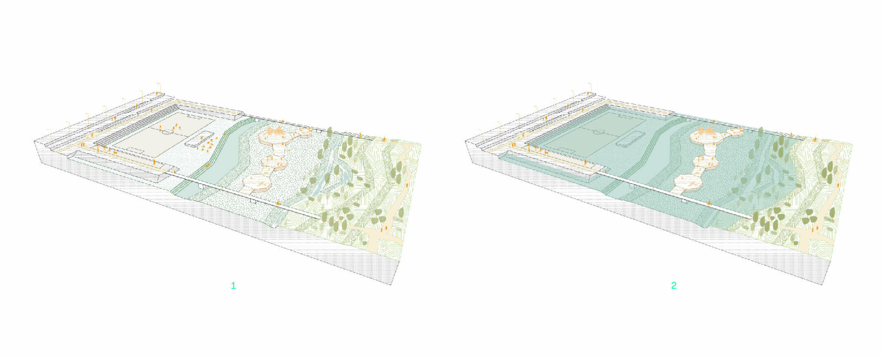 Axonometric Projection Sports Fields